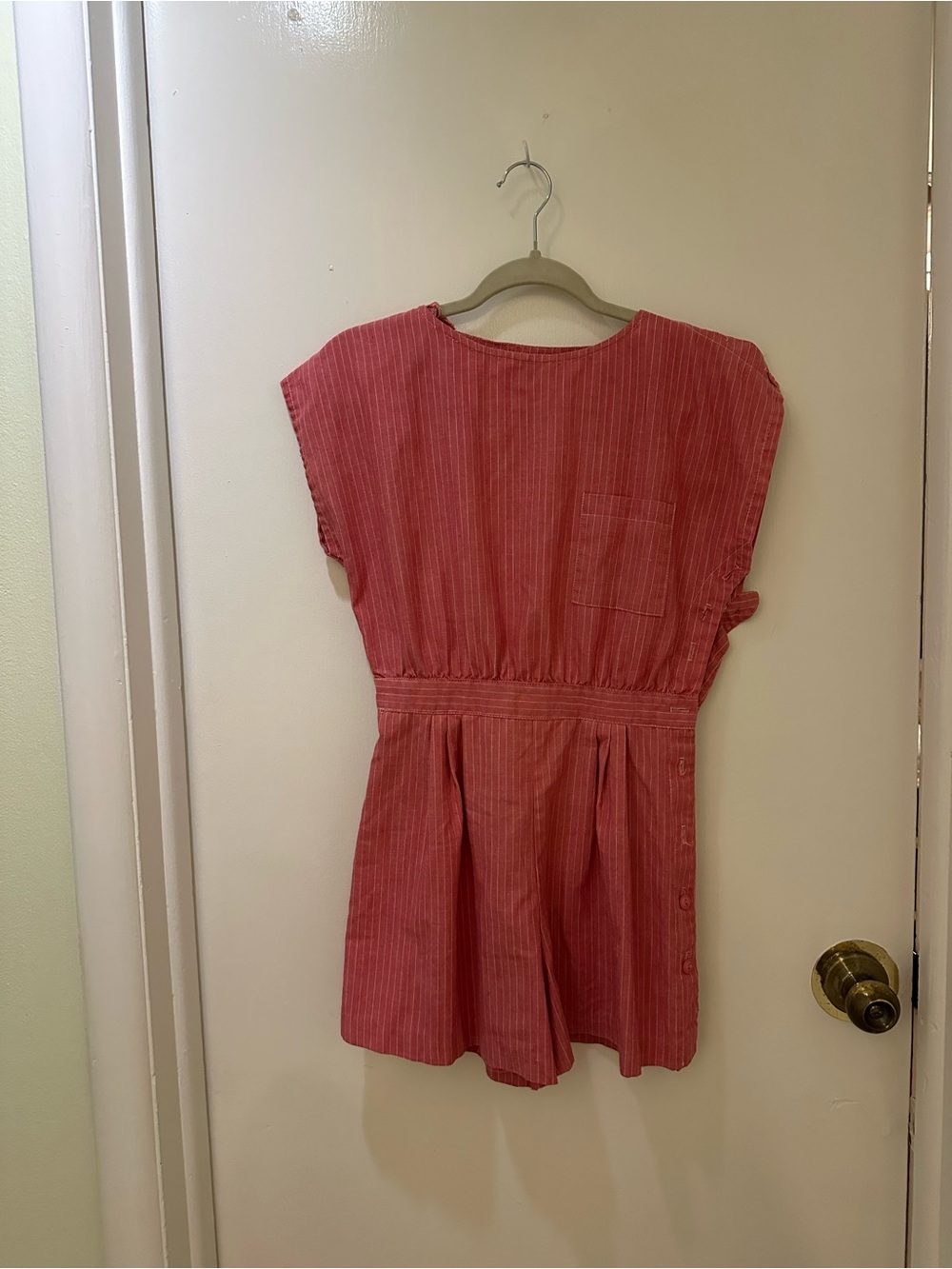 Women's vintage Pink Striped button up playsuit